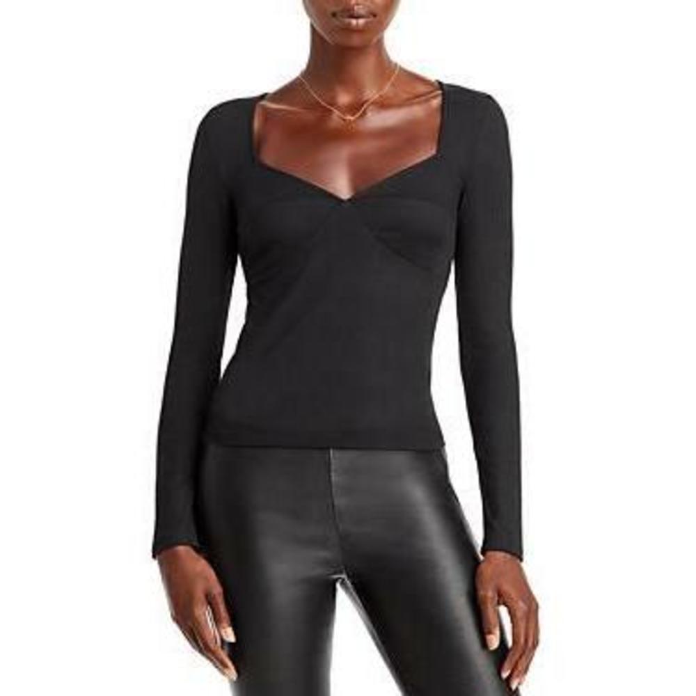 MSRP $58 Aqua Bustier Rib Knit Top Black Size XL